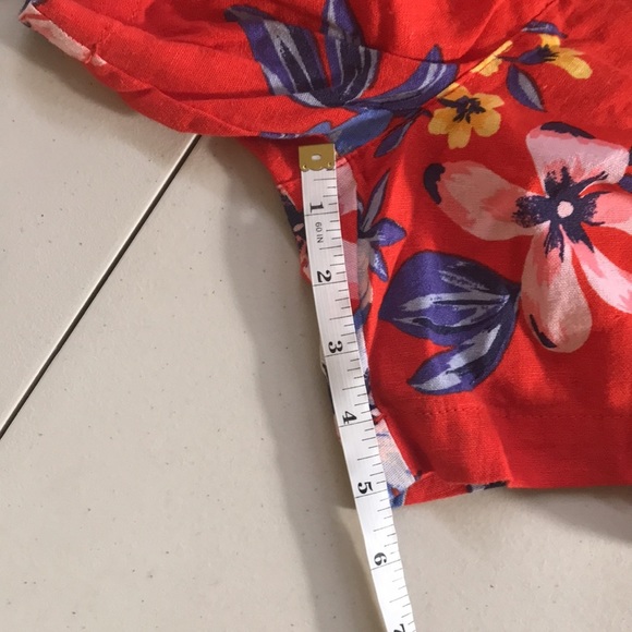 Nwt Old Navy everyday Shorts Orange Red Tropical Floral Linen Blend size 12 - Picture 9 of 11